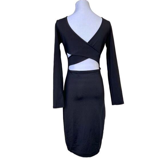 The Nadia Black Y2K Reversible Open Back Belly Bodycon Dress MEDIUM Baddie Sexy - Picture 2 of 12